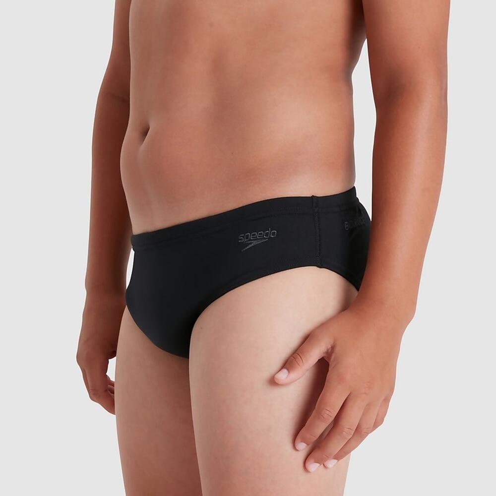 Speedo Boys 26 Team Black Solid Endurance Brief Pool Athleisure Swimsuit B9-2